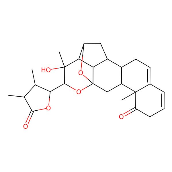 2D Structure of (3S,4R,12S,13R,17R,20R)-18-[(2S,3R,4S)-3,4-dimethyl-5-oxooxolan-2-yl]-17-hydroxy-4,17-dimethyl-19,21-dioxahexacyclo[11.6.1.11,15.03,12.04,9.016,20]henicosa-7,9-dien-5-one