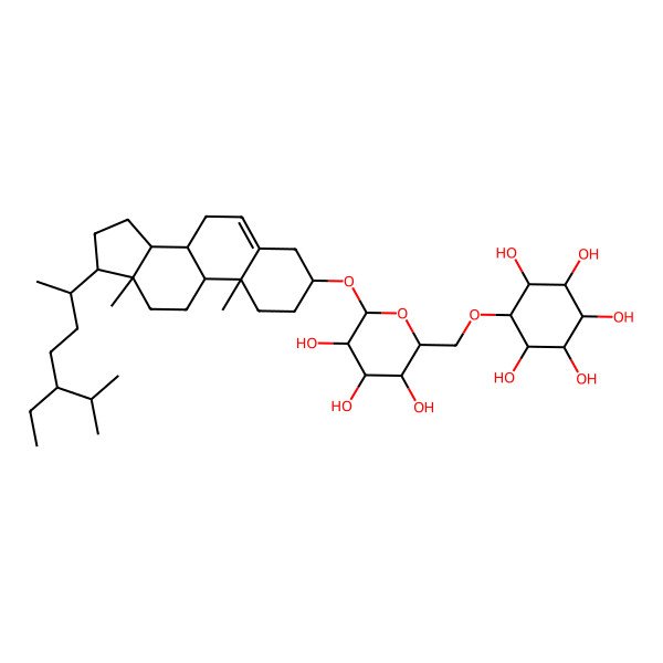 2D Structure of 6-[[6-[[17-(5-ethyl-6-methylheptan-2-yl)-10,13-dimethyl-2,3,4,7,8,9,11,12,14,15,16,17-dodecahydro-1H-cyclopenta[a]phenanthren-3-yl]oxy]-3,4,5-trihydroxyoxan-2-yl]methoxy]cyclohexane-1,2,3,4,5-pentol