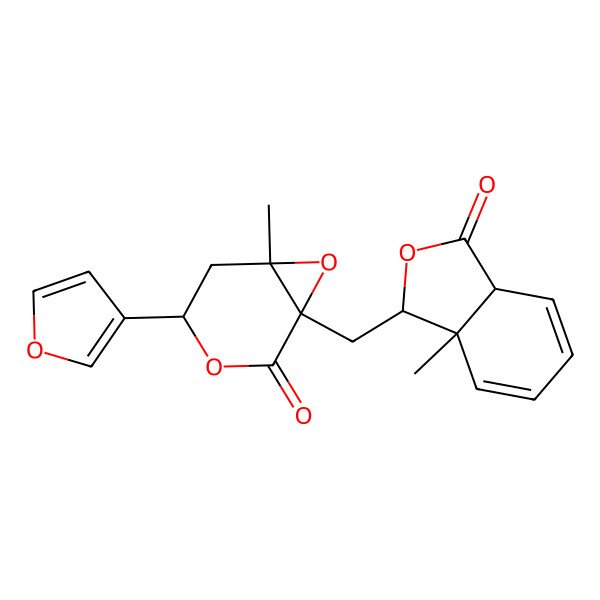 2D Structure of (3S,7aR)-3-[[(1S,4S,6S)-4-(furan-3-yl)-6-methyl-2-oxo-3,7-dioxabicyclo[4.1.0]heptan-1-yl]methyl]-3a-methyl-3,7a-dihydro-2-benzofuran-1-one