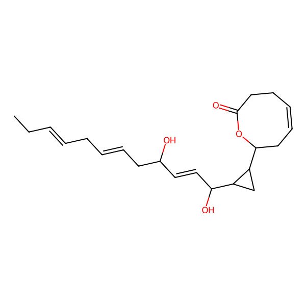 2D Structure of (2R,4Z)-2-[(1R,2R)-2-[(1S,2E,4S,6Z,9Z)-1,4-dihydroxydodeca-2,6,9-trienyl]cyclopropyl]-2,3,6,7-tetrahydrooxocin-8-one
