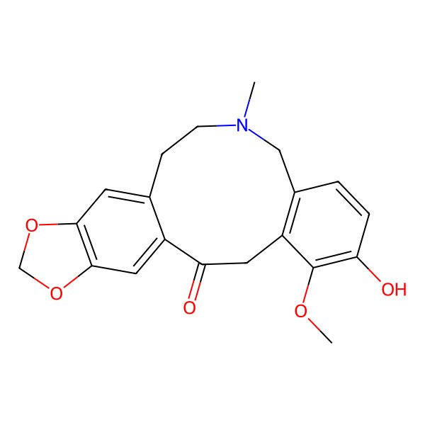2D Structure of 6-Hydroxy-5-methoxy-11-methyl-17,19-dioxa-11-azatetracyclo[12.7.0.04,9.016,20]henicosa-1(21),4(9),5,7,14,16(20)-hexaen-2-one