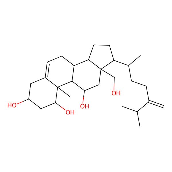 2D Structure of 13-(hydroxymethyl)-10-methyl-17-(6-methyl-5-methylideneheptan-2-yl)-2,3,4,7,8,9,11,12,14,15,16,17-dodecahydro-1H-cyclopenta[a]phenanthrene-1,3,11-triol