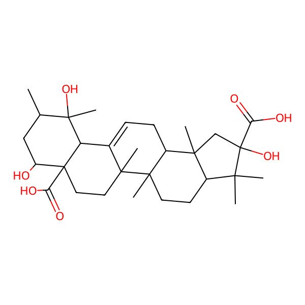 2D Structure of 2,8,11-Trihydroxy-3,3,5a,5b,10,11,13b-heptamethyl-1,3a,4,5,6,7,8,9,10,11a,13,13a-dodecahydrocyclopenta[a]chrysene-2,7a-dicarboxylic acid