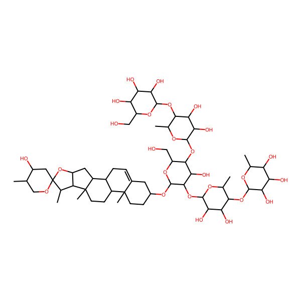 2D Structure of 2-[6-[5-[3,4-Dihydroxy-6-methyl-5-[3,4,5-trihydroxy-6-(hydroxymethyl)oxan-2-yl]oxyoxan-2-yl]oxy-4-hydroxy-6-(hydroxymethyl)-2-(4'-hydroxy-5',7,9,13-tetramethylspiro[5-oxapentacyclo[10.8.0.02,9.04,8.013,18]icos-18-ene-6,2'-oxane]-16-yl)oxyoxan-3-yl]oxy-4,5-dihydroxy-2-methyloxan-3-yl]oxy-6-methyloxane-3,4,5-triol