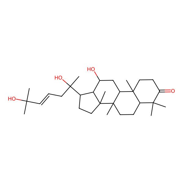 2D Structure of 17-(2,6-Dihydroxy-6-methylhept-4-en-2-yl)-12-hydroxy-4,4,8,10,14-pentamethyl-1,2,5,6,7,9,11,12,13,15,16,17-dodecahydrocyclopenta[a]phenanthren-3-one