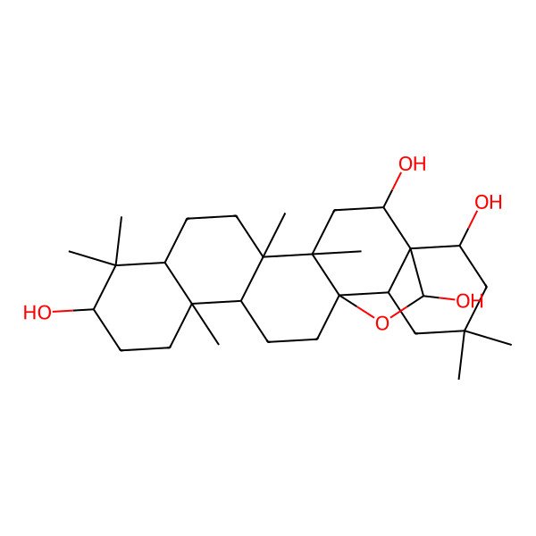 2D Structure of (28S)-13,28-Epoxyoleanane-3beta,16alpha,22alpha,28-tetrol