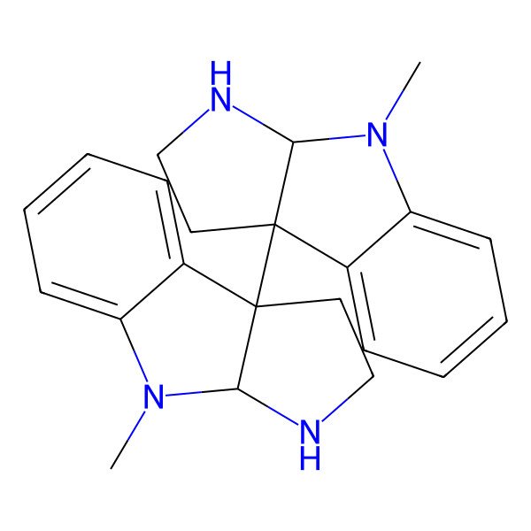 2D Structure of (3aR,8bS)-8b-[(3aR,8bS)-4-methyl-1,2,3,3a-tetrahydropyrrolo[2,3-b]indol-8b-yl]-4-methyl-1,2,3,3a-tetrahydropyrrolo[2,3-b]indole