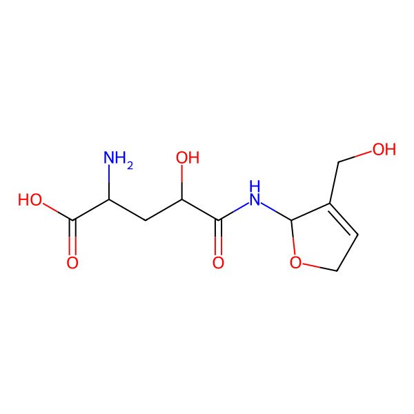 2D Structure of (2S,4R)-2-amino-4-hydroxy-5-[[(2S)-3-(hydroxymethyl)-2,5-dihydrofuran-2-yl]amino]-5-oxopentanoic acid