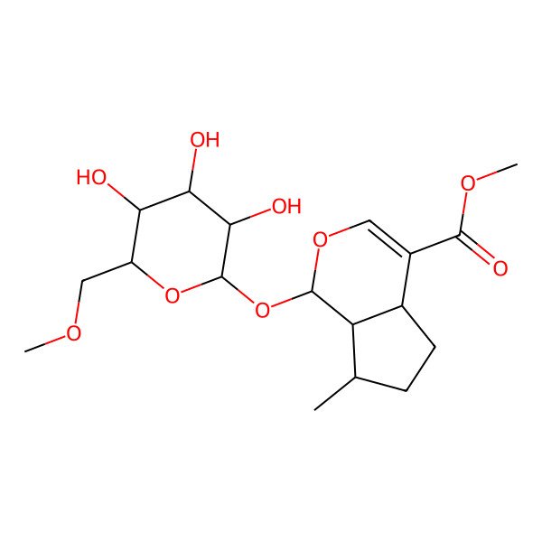 2D Structure of methyl (1R,4aR,7S,7aS)-7-methyl-1-[(2S,3R,4S,5S,6R)-3,4,5-trihydroxy-6-(methoxymethyl)oxan-2-yl]oxy-1,4a,5,6,7,7a-hexahydrocyclopenta[c]pyran-4-carboxylate