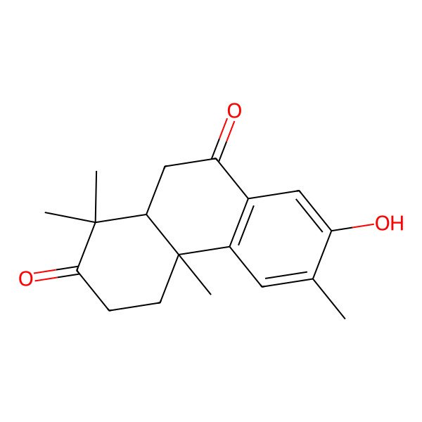 2D Structure of 2,9(1H,3H)-Phenanthrenedione, 4,4a,10,10a-tetrahydro-7-hydroxy-1,1,4a,6-tetramethyl-, (4aS-trans)-
