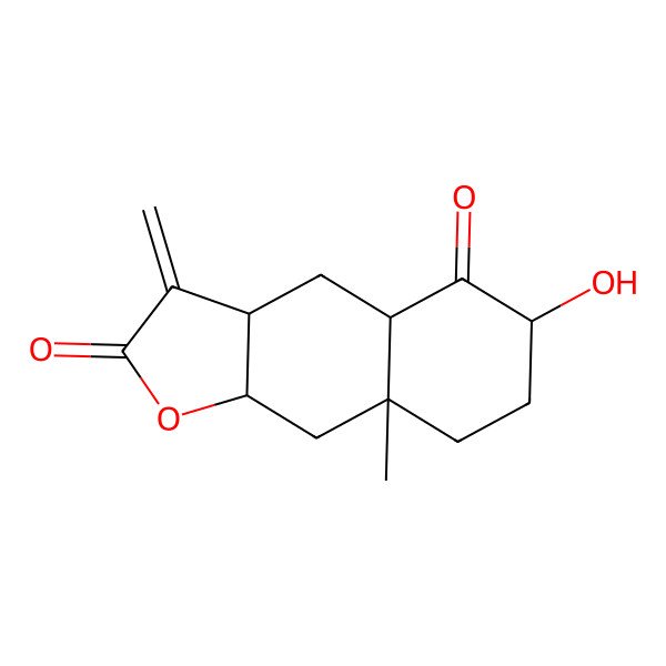 2D Structure of (3aR,4aR,6R,8aR,9aR)-6-hydroxy-8a-methyl-3-methylidene-3a,4,4a,6,7,8,9,9a-octahydrobenzo[f][1]benzofuran-2,5-dione