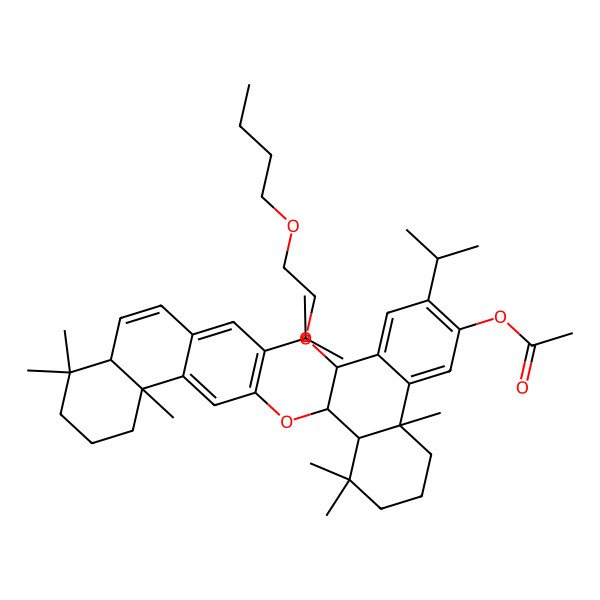 2D Structure of [9-[(4b,8,8-Trimethyl-2-propan-2-yl-5,6,7,8a-tetrahydrophenanthren-3-yl)oxy]-10-(2-butoxyethoxy)-4b,8,8-trimethyl-2-propan-2-yl-5,6,7,8a,9,10-hexahydrophenanthren-3-yl] acetate