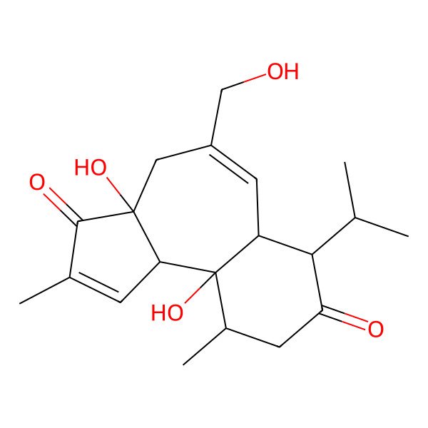 2D Structure of 3a,10a-Dihydroxy-5-(hydroxymethyl)-2,10-dimethyl-7-propan-2-yl-4,6a,7,9,10,10b-hexahydrobenzo[e]azulene-3,8-dione