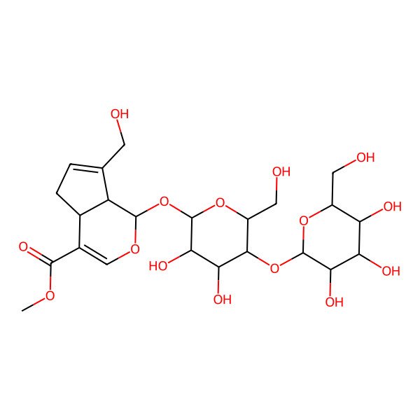2D Structure of Methyl 1-[3,4-dihydroxy-6-(hydroxymethyl)-5-[3,4,5-trihydroxy-6-(hydroxymethyl)oxan-2-yl]oxyoxan-2-yl]oxy-7-(hydroxymethyl)-1,4a,5,7a-tetrahydrocyclopenta[c]pyran-4-carboxylate