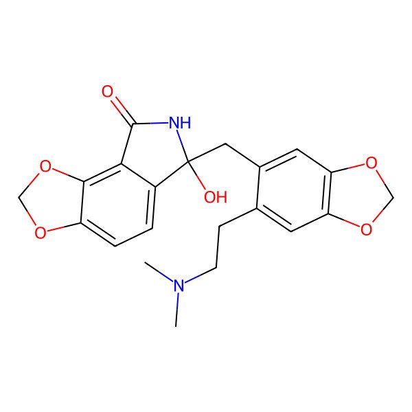 2D Structure of (6S)-6-[[6-[2-(dimethylamino)ethyl]-1,3-benzodioxol-5-yl]methyl]-6-hydroxy-7H-[1,3]dioxolo[4,5-g]isoindol-8-one