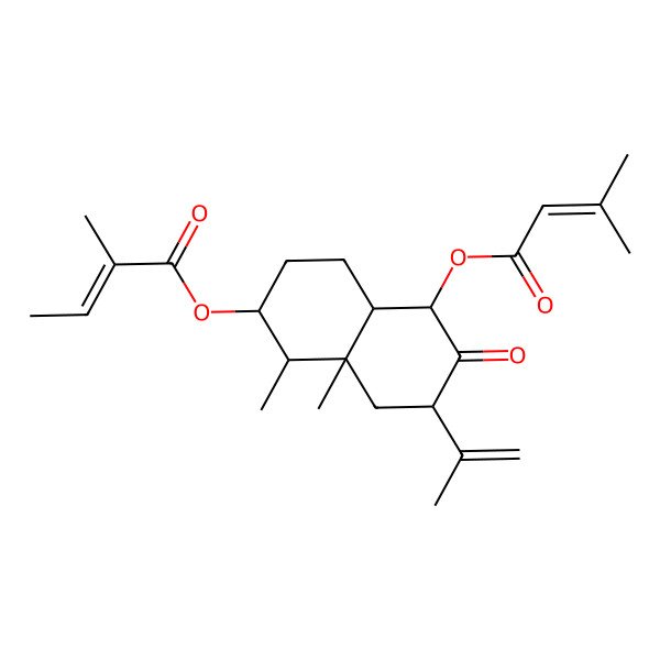 2D Structure of [(1R,2R,4aS,5R,7R,8aR)-1,8a-dimethyl-5-(3-methylbut-2-enoyloxy)-6-oxo-7-prop-1-en-2-yl-1,2,3,4,4a,5,7,8-octahydronaphthalen-2-yl] (E)-2-methylbut-2-enoate