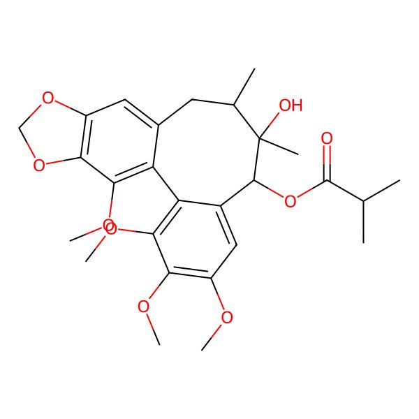 2D Structure of [(8R,9R,10S)-9-hydroxy-3,4,5,19-tetramethoxy-9,10-dimethyl-15,17-dioxatetracyclo[10.7.0.02,7.014,18]nonadeca-1(19),2,4,6,12,14(18)-hexaen-8-yl] 2-methylpropanoate