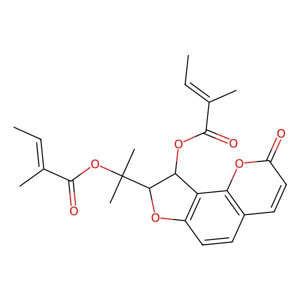 2D Structure of [(8S,9S)-8-[2-[(Z)-2-methylbut-2-enoyl]oxypropan-2-yl]-2-oxo-8,9-dihydrofuro[2,3-h]chromen-9-yl] (Z)-2-methylbut-2-enoate