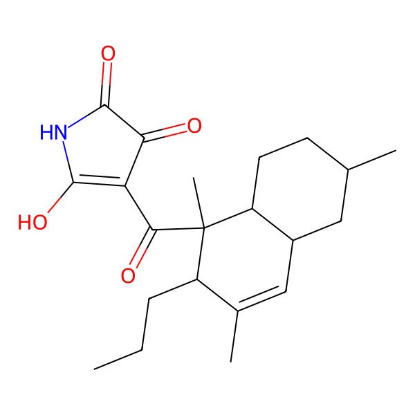 2D Structure of 4-[(1S,2R,4aS,6R,8aR)-1,3,6-trimethyl-2-propyl-4a,5,6,7,8,8a-hexahydro-2H-naphthalene-1-carbonyl]-5-hydroxy-1H-pyrrole-2,3-dione
