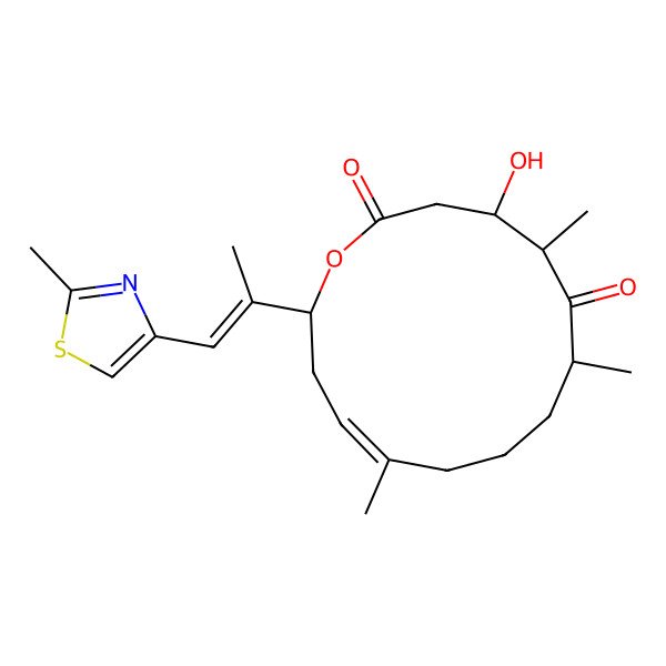 2D Structure of (4S,5R,7R,11Z,14S)-4-hydroxy-5,7,11-trimethyl-14-[(E)-1-(2-methyl-1,3-thiazol-4-yl)prop-1-en-2-yl]-1-oxacyclotetradec-11-ene-2,6-dione