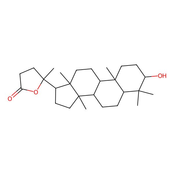 2D Structure of 5-(3-hydroxy-4,4,10,13,14-pentamethyl-2,3,5,6,7,8,9,11,12,15,16,17-dodecahydro-1H-cyclopenta[a]phenanthren-17-yl)-5-methyloxolan-2-one