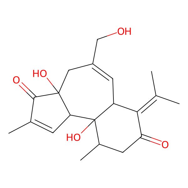 2D Structure of 3a,10a-dihydroxy-5-(hydroxymethyl)-2,10-dimethyl-7-propan-2-ylidene-6a,9,10,10b-tetrahydro-4H-benzo[e]azulene-3,8-dione