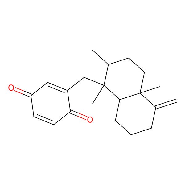 2D Structure of 2-[(1,2,4a-trimethyl-5-methylidene-3,4,6,7,8,8a-hexahydro-2H-naphthalen-1-yl)methyl]cyclohexa-2,5-diene-1,4-dione
