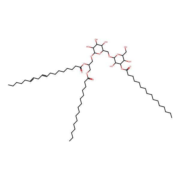 2D Structure of [1-Hexadecanoyloxy-3-[6-[[4-hexadecanoyloxy-3,5-dihydroxy-6-(hydroxymethyl)oxan-2-yl]oxymethyl]-3,4,5-trihydroxyoxan-2-yl]oxypropan-2-yl] octadeca-9,12-dienoate