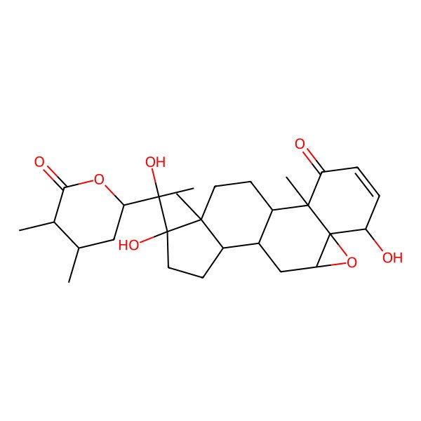 2D Structure of (1S,2R,6S,7R,9R,11S,12S,15R,16S)-15-[(1S)-1-[(2R,4S,5R)-4,5-dimethyl-6-oxooxan-2-yl]-1-hydroxyethyl]-6,15-dihydroxy-2,16-dimethyl-8-oxapentacyclo[9.7.0.02,7.07,9.012,16]octadec-4-en-3-one