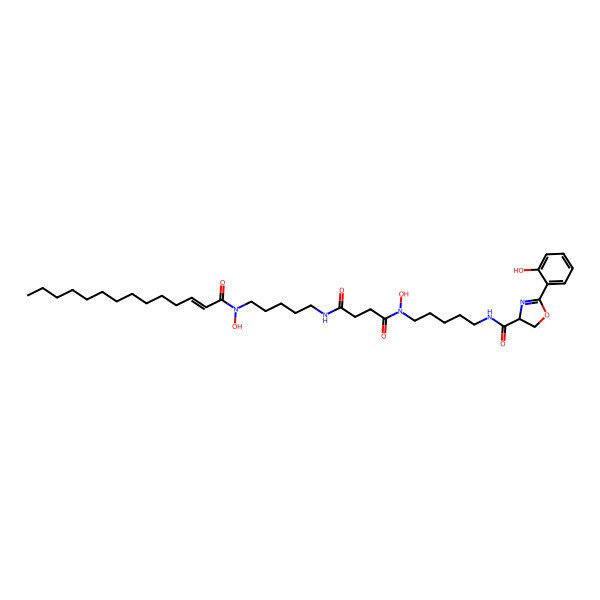 2D Structure of N'-hydroxy-N'-[5-[[2-(2-hydroxyphenyl)-4,5-dihydro-1,3-oxazole-4-carbonyl]amino]pentyl]-N-[5-[hydroxy(tetradec-2-enoyl)amino]pentyl]butanediamide
