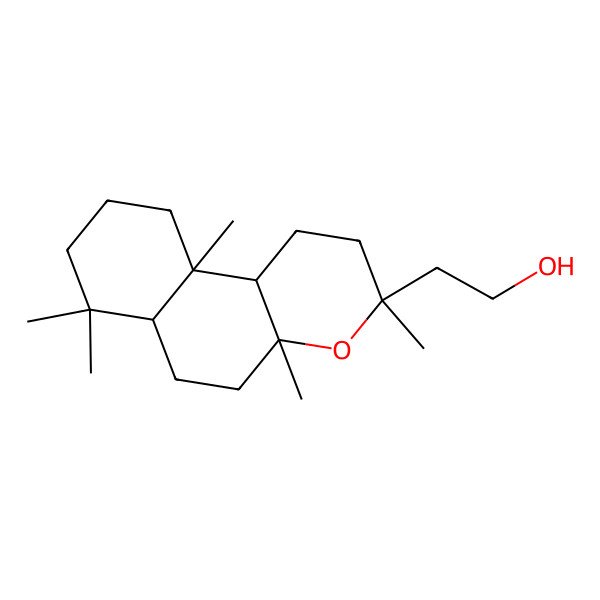 2D Structure of 2-[(3R,4aS,6aS,10aR,10bS)-3,4a,7,7,10a-pentamethyl-2,5,6,6a,8,9,10,10b-octahydro-1H-benzo[f]chromen-3-yl]ethanol