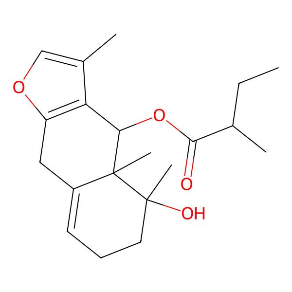 2D Structure of [(4R,4aR,5S)-5-hydroxy-3,4a,5-trimethyl-4,6,7,9-tetrahydrobenzo[f][1]benzofuran-4-yl] (2S)-2-methylbutanoate
