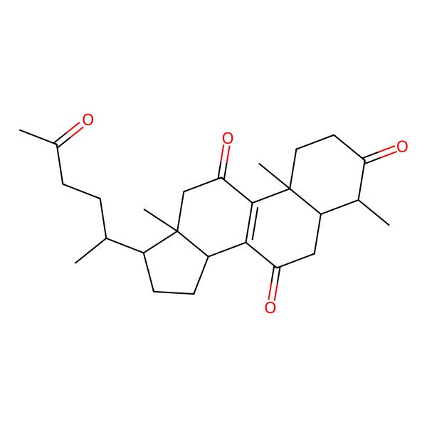 2D Structure of (4S,5S,10S,13R,14R,17R)-4,10,13-trimethyl-17-[(2R)-5-oxohexan-2-yl]-1,2,4,5,6,12,14,15,16,17-decahydrocyclopenta[a]phenanthrene-3,7,11-trione
