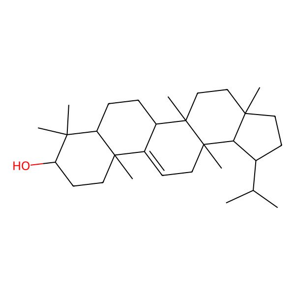 2D Structure of 3a,5a,8,8,11a,13a-Hexamethyl-1-propan-2-yl-1,2,3,4,5,5b,6,7,7a,9,10,11,13,13b-tetradecahydrocyclopenta[a]chrysen-9-ol