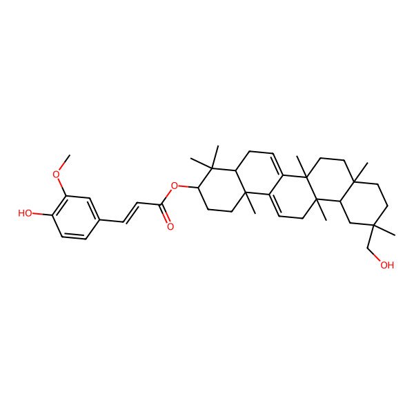 2D Structure of [11-(Hydroxymethyl)-4,4,6a,6b,8a,11,14b-heptamethyl-1,2,3,4a,5,7,8,9,10,12,12a,13-dodecahydropicen-3-yl] 3-(4-hydroxy-3-methoxyphenyl)prop-2-enoate