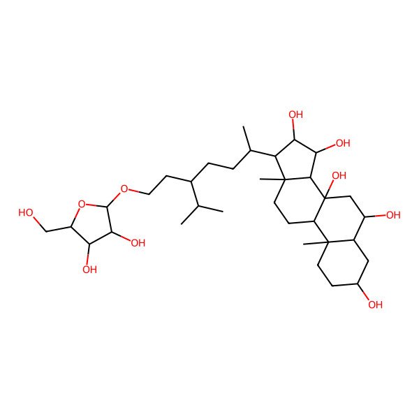 2D Structure of 29(alpha-l-Arabinofuranosyloxy)-5alpha-stigmastane-3beta,6alpha,8,15alpha,16beta-pentaol