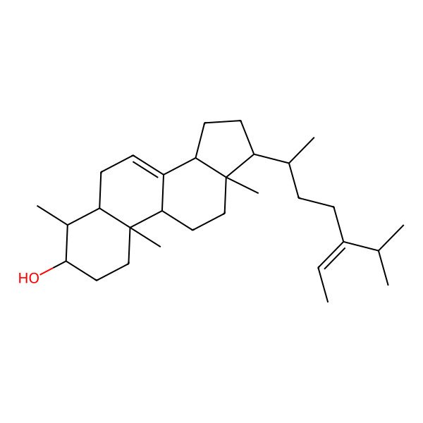 2D Structure of (3S,4S,5S,9R,10S,13R,14R,17R)-4,10,13-trimethyl-17-[(E,2R)-5-propan-2-ylhept-5-en-2-yl]-2,3,4,5,6,9,11,12,14,15,16,17-dodecahydro-1H-cyclopenta[a]phenanthren-3-ol