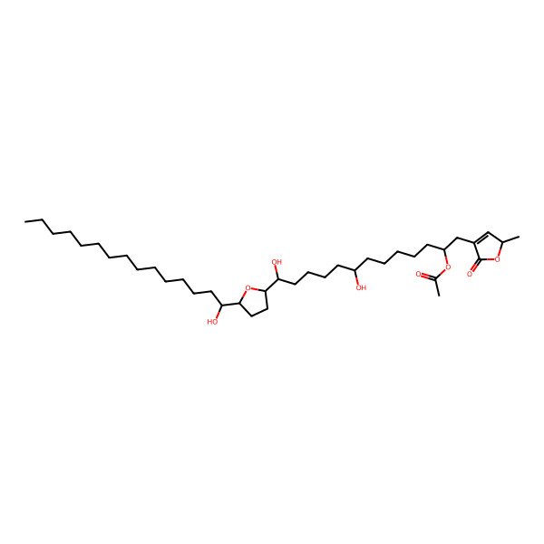 2D Structure of [8,13-dihydroxy-13-[5-(1-hydroxypentadecyl)oxolan-2-yl]-1-(2-methyl-5-oxo-2H-furan-4-yl)tridecan-2-yl] acetate