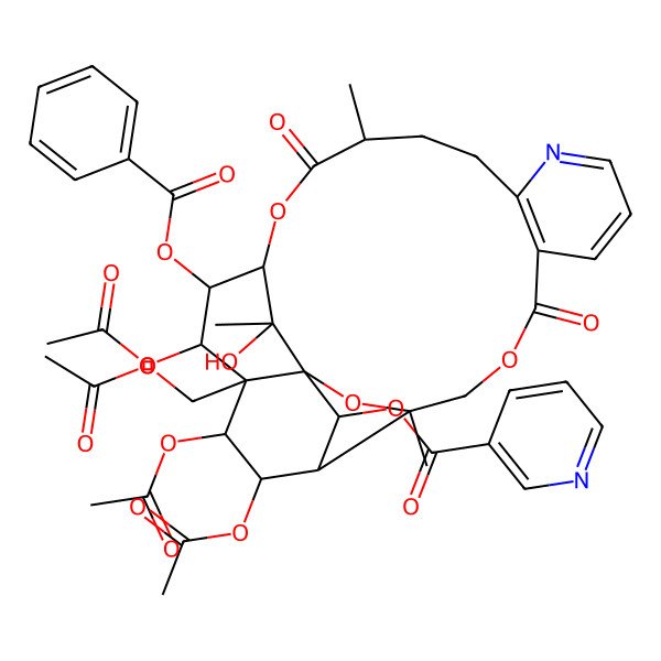 2D Structure of [20,22,23-Triacetyloxy-21-(acetyloxymethyl)-19-benzoyloxy-26-hydroxy-3,15,26-trimethyl-6,16-dioxo-2,5,17-trioxa-11-azapentacyclo[16.7.1.01,21.03,24.07,12]hexacosa-7(12),8,10-trien-25-yl] pyridine-3-carboxylate