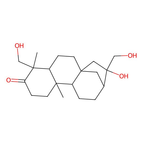 2D Structure of (1S,4R,5R,9R,10S,13R,14R)-14-hydroxy-5,14-bis(hydroxymethyl)-5,9-dimethyltetracyclo[11.2.1.01,10.04,9]hexadecan-6-one
