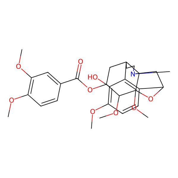 2D Structure of [(1S,8S,10S,11R,12S,13S)-3-hydroxy-4,11,12-trimethoxy-17-methyl-18-oxa-17-azapentacyclo[8.4.3.18,11.01,10.02,7]octadeca-2(7),3,5-trien-13-yl] 3,4-dimethoxybenzoate