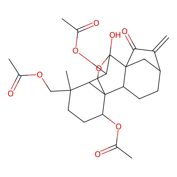 2D Structure of (10,15-Diacetyloxy-9-hydroxy-12-methyl-6-methylidene-7-oxo-17-oxapentacyclo[7.6.2.15,8.01,11.02,8]octadecan-12-yl)methyl acetate