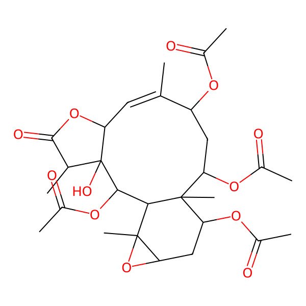 2D Structure of [(1S,2R,3S,4R,7S,8Z,10R,12R,13S,14S,16S,18R)-2,12,14-triacetyloxy-3-hydroxy-4,9,13,18-tetramethyl-5-oxo-6,17-dioxatetracyclo[11.5.0.03,7.016,18]octadec-8-en-10-yl] acetate