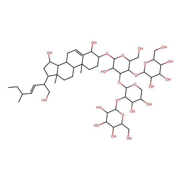 2D Structure of 2-[6-[[4,15-dihydroxy-17-(1-hydroxy-5-methylhept-3-en-2-yl)-10,13-dimethyl-2,3,4,7,8,9,11,12,14,15,16,17-dodecahydro-1H-cyclopenta[a]phenanthren-3-yl]oxy]-4-[4,5-dihydroxy-3-[3,4,5-trihydroxy-6-(hydroxymethyl)oxan-2-yl]oxyoxan-2-yl]oxy-5-hydroxy-2-(hydroxymethyl)oxan-3-yl]oxy-6-(hydroxymethyl)oxane-3,4,5-triol