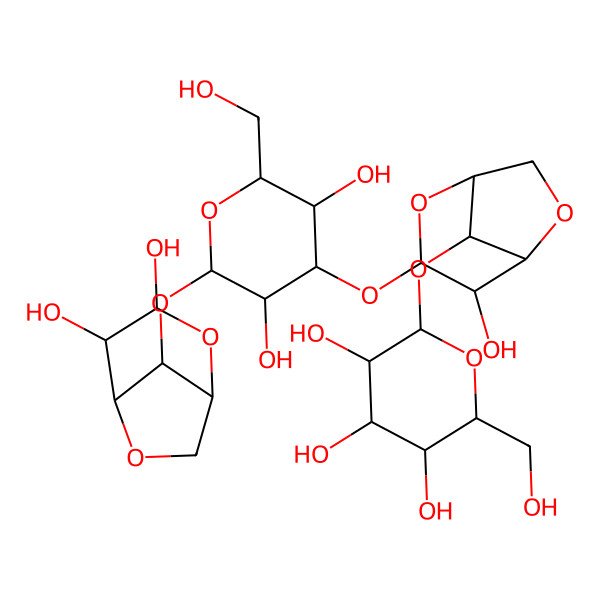 2D Structure of (2S,3R,4S,5R,6R)-2-[[(1S,3S,4S,5S,8R)-3-[(2S,3R,4R,5S,6R)-2-[[(1S,3R,4S,5S,8R)-3,4-dihydroxy-2,6-dioxabicyclo[3.2.1]octan-8-yl]oxy]-3,5-dihydroxy-6-(hydroxymethyl)oxan-4-yl]oxy-4-hydroxy-2,6-dioxabicyclo[3.2.1]octan-8-yl]oxy]-6-(hydroxymethyl)oxane-3,4,5-triol
