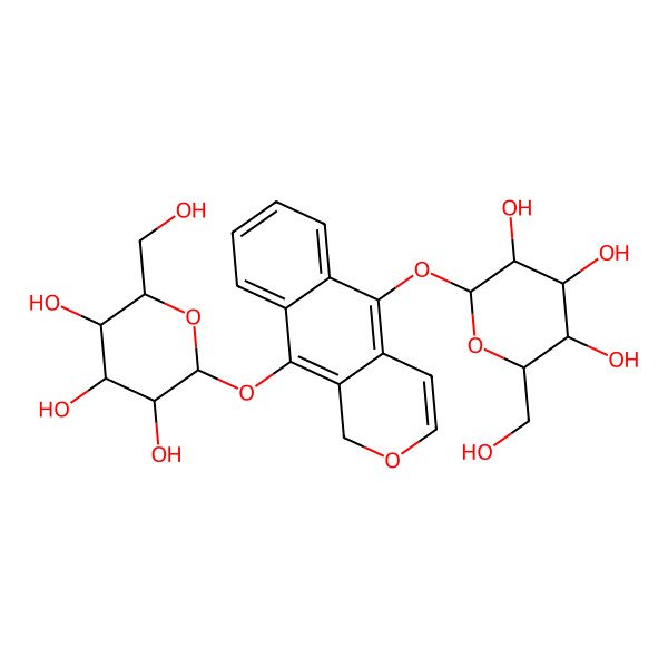 2D Structure of 2-(hydroxymethyl)-6-[[5-[3,4,5-trihydroxy-6-(hydroxymethyl)oxan-2-yl]oxy-1H-benzo[g]isochromen-10-yl]oxy]oxane-3,4,5-triol