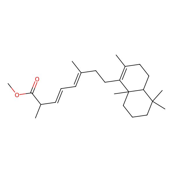 2D Structure of methyl (2R,3E,5E)-8-[(4aS,8aS)-2,5,5,8a-tetramethyl-3,4,4a,6,7,8-hexahydronaphthalen-1-yl]-2,6-dimethylocta-3,5-dienoate