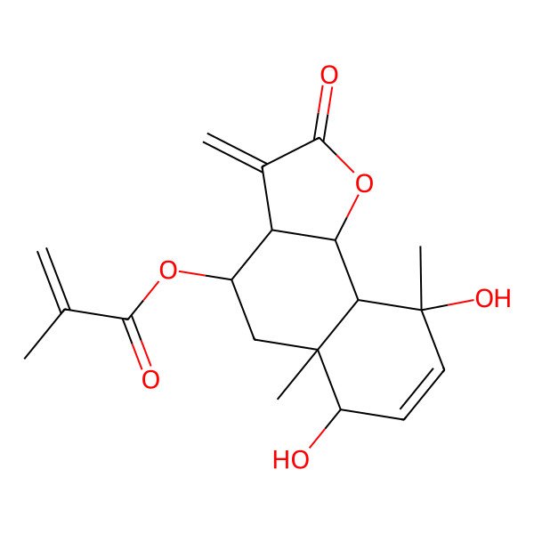 2D Structure of (6,9-Dihydroxy-5a,9-dimethyl-3-methylidene-2-oxo-3a,4,5,6,9a,9b-hexahydrobenzo[g][1]benzofuran-4-yl) 2-methylprop-2-enoate