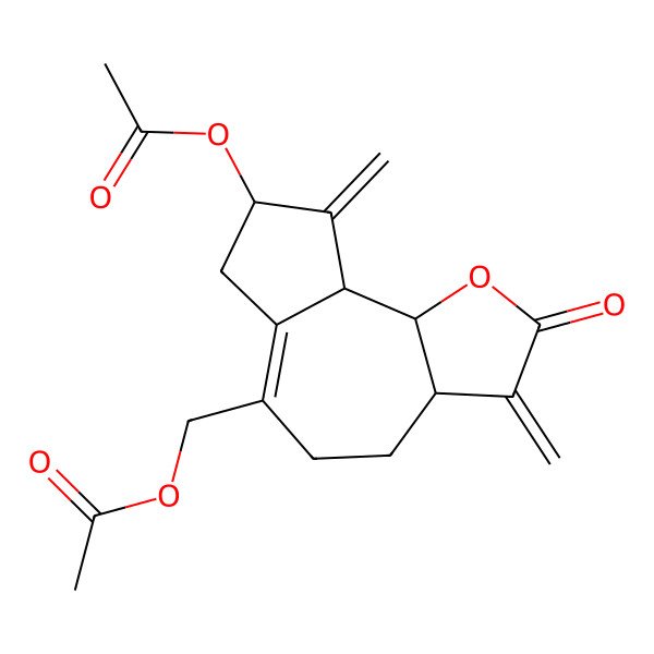 2D Structure of (8-acetyloxy-3,9-dimethylidene-2-oxo-4,5,7,8,9a,9b-hexahydro-3aH-azuleno[4,5-b]furan-6-yl)methyl acetate