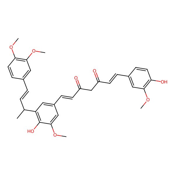 2D Structure of 1-[3-[4-(3,4-Dimethoxyphenyl)but-3-en-2-yl]-4-hydroxy-5-methoxyphenyl]-7-(4-hydroxy-3-methoxyphenyl)hepta-1,6-diene-3,5-dione